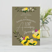 10th Anniversary Lemon Squeeze Wedding Invitation Einladung (Stehend Vorderseite)