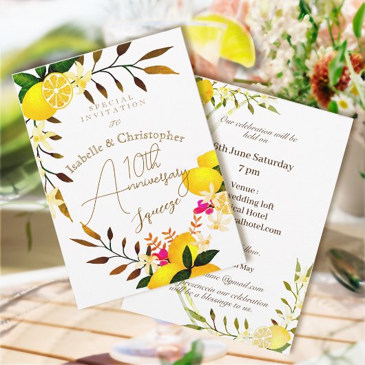  10th Anniversary Lemon Squeeze Wedding Invitation Einladung