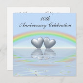 10th Anniversary Tin Hearts Einladung (Vorne/Hinten)