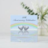 10th Anniversary Tin Hearts Einladung (Stehend Vorderseite)