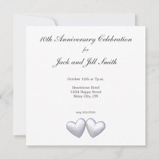 10th Anniversary Tin Hearts Einladung (Rückseite)