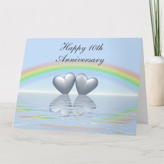 10th Anniversary Tin Hearts Karte (Vorderseite)