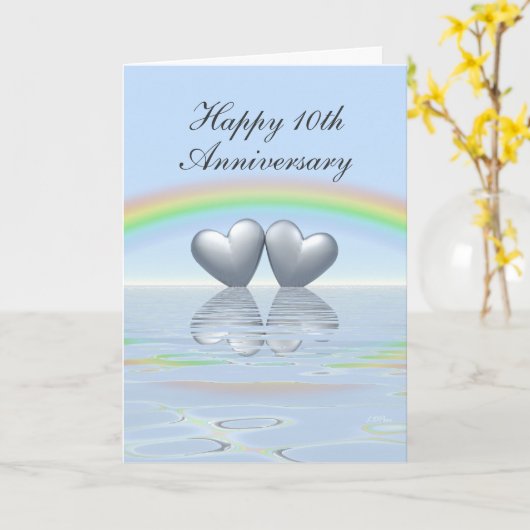 10th Anniversary Tin Hearts Karte (Gelbe Blume)