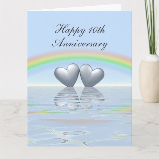 10th Anniversary Tin Hearts Karte (Vorderseite)