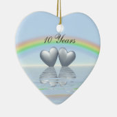 10th Anniversary Tin Hearts Keramik Ornament (Rechts)