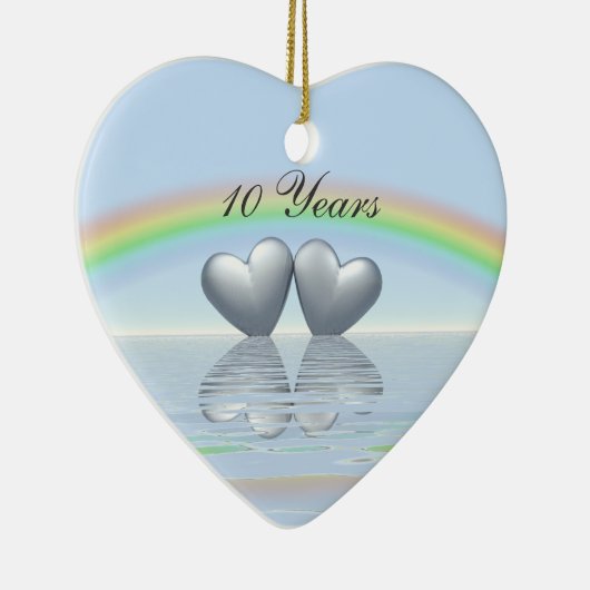 10th Anniversary Tin Hearts Keramik Ornament (Rechts)
