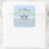 10th Anniversary Tin Hearts Quadratischer Aufkleber (Tasche)