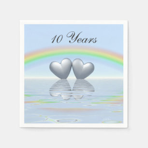 10th Anniversary Tin Hearts Serviette