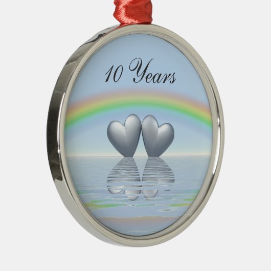 10th Anniversary Tin Hearts Silbernes Ornament (Rechts)