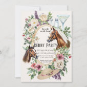 10th Annual Derby Party Invitation with Floral and Einladung (Vorderseite)