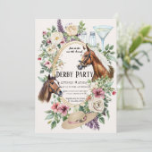 10th Annual Derby Party Invitation with Floral and Einladung (Stehend Vorderseite)