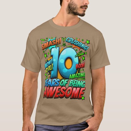 10th Birthday Comic Style Awesome Since 2013 10 Ye T-Shirt (Vorderseite)
