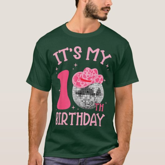 10th Birthday Coquette Bow Disco Ball 10 Year Old  T-Shirt (Vorderseite)