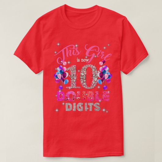 10th Birthday Gifts Shirt This Girl Is Now 10 Doub (Design vorne)