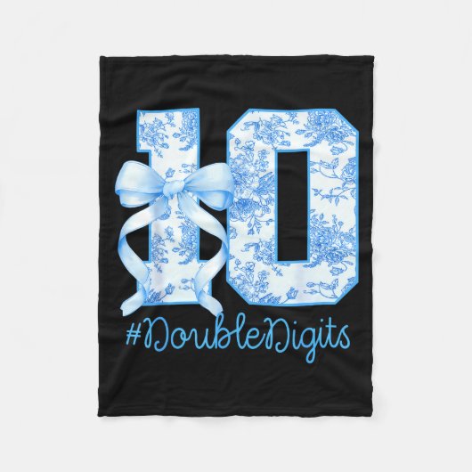 10th Birthday Girl Blue Coquette Bow 10 Year Old Fleecedecke (Vorderseite)