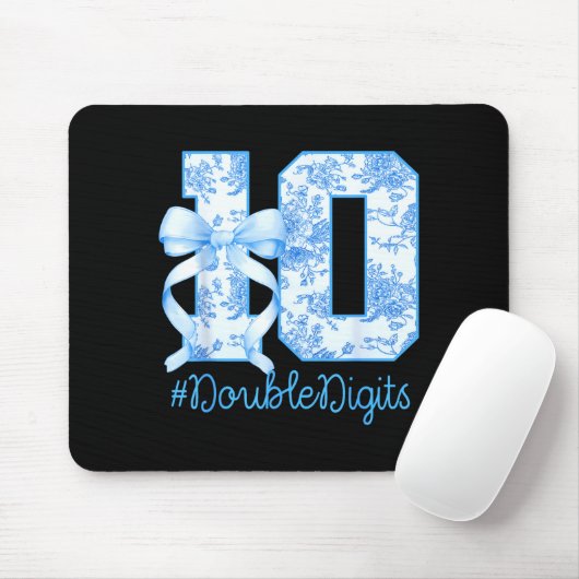 10th Birthday Girl Blue Coquette Bow 10 Year Old Mousepad (Mit Mouse)