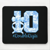 10th Birthday Girl Blue Coquette Bow 10 Year Old Mousepad (Vorne)