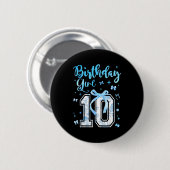 10th Birthday Girl Blue Toile Coquette Bow 10 Year Button (Vorne & Hinten)