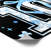 10th Birthday Girl Blue Toile Coquette Bow 10 Year Poster (Ecke)