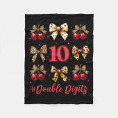 10th Birthday Girl Cherry Leopard Coquette Bow 10 Fleecedecke (Vorderseite)