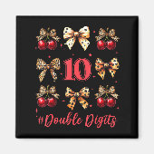 10th Birthday Girl Cherry Leopard Coquette Bow 10 Magnet (Vorne)