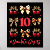 10th Birthday Girl Cherry Leopard Coquette Bow 10  Poster (Vorne)
