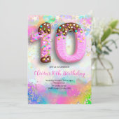 10th Birthday Girls Invitation Einladung (Stehend Vorderseite)