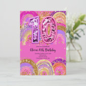 10th Birthday Girls Invitation Einladung (Stehend Vorderseite)