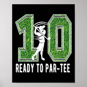 10th Birthday Golfer Boy Ten Year Old Golf Player Poster