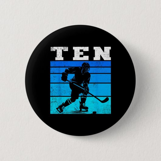 10th Birthday Ice Hockey Boys Ten Hockey Birthday  Button (Vorderseite)