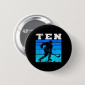10th Birthday Ice Hockey Boys Ten Hockey Birthday  Button (Vorne & Hinten)