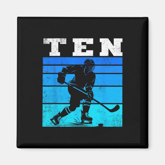 10th Birthday Ice Hockey Boys Ten Hockey Birthday  Magnet (Vorne)