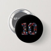 10th Birthday Ice Hockey Themed 10 Year Old Party Button (Vorne & Hinten)