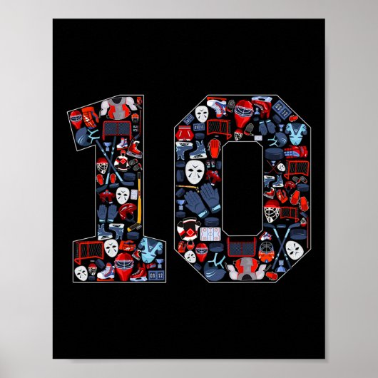 10th Birthday Ice Hockey Themed 10 Year Old Party  Poster (Vorne)