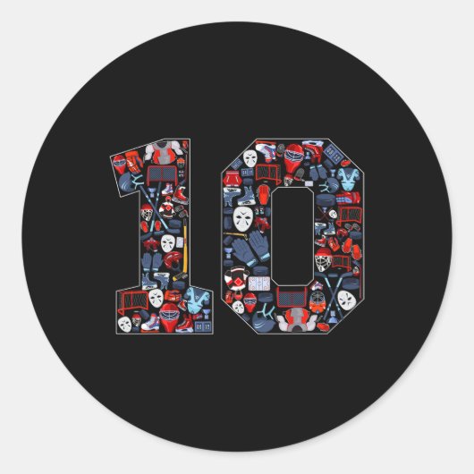 10th Birthday Ice Hockey Themed 10 Year Old Party  Runder Aufkleber (Vorderseite)