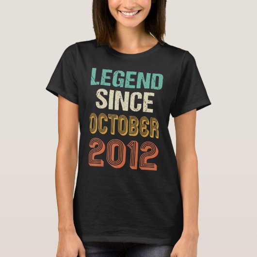 10th Birthday Legend Since 2012October Born In Oct T-Shirt (Vorderseite)