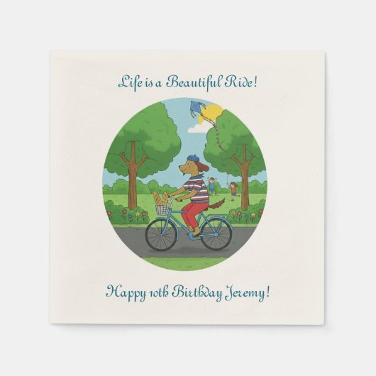 10th Birthday | Life is a Beautiful Ride on a Bike Serviette (Vorderseite)