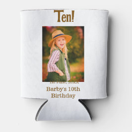 10th birthday photo name date simple brown beige b dosenkühler