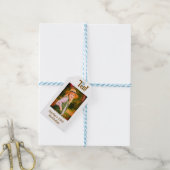 10th birthday photo name date simple brown beige b geschenkanhänger (Mit Garn)