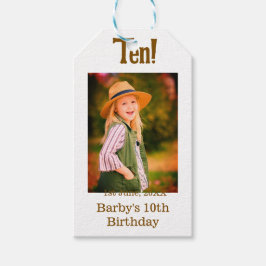 10th birthday photo name date simple brown beige b geschenkanhänger