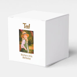 10th birthday photo name date simple brown beige b geschenkschachtel