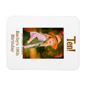10th birthday photo name date simple brown beige b magnet (Horizontal)