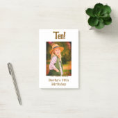 10th birthday photo name date simple brown beige b post-it klebezettel (Büro)