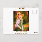 10th birthday photo name date simple brown beige b postkarte (Rückseite)