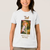 10th birthday photo name date simple brown beige b Tri-Blend shirt (Vorderseite)