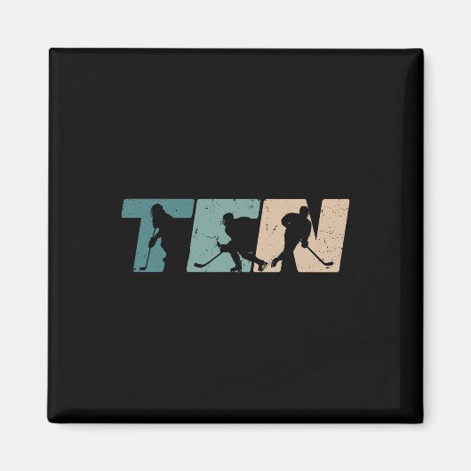 10th Birthday Retro Ice Hockey 10 Years Old Boy Gi Magnet (Vorne)