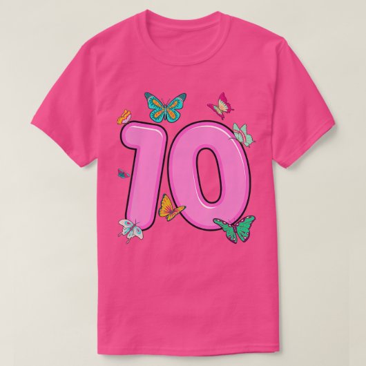 10th Birthday Shirt Butterflies 10 Years Old Girls (Design vorne)
