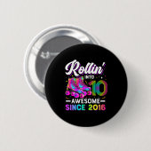 10th Birthday Shirt Girl 10 Year Old Roller Skate  Button (Vorne & Hinten)