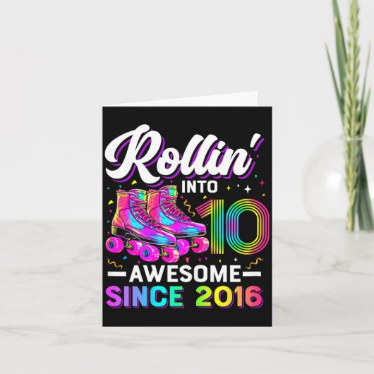 10th Birthday Shirt Girl 10 Year Old Roller Skate  Karte (Vorderseite)