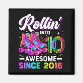 10th Birthday Shirt Girl 10 Year Old Roller Skate  Magnet (Vorne)